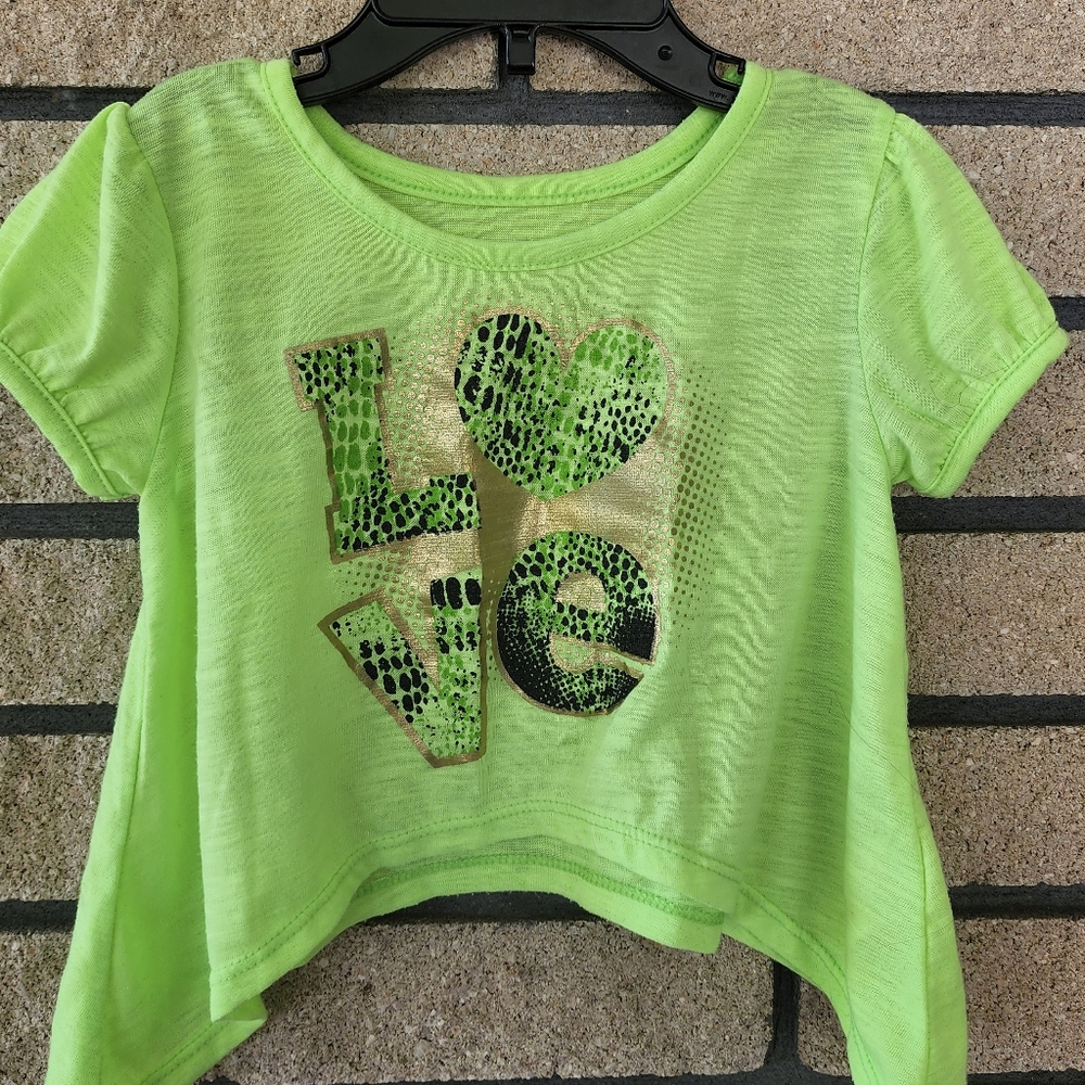 Neon Green Asymmetrical Top for Girls Size 4T by Healthex